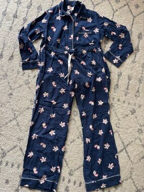 Navy Floral Two-Piece Loungewear Set